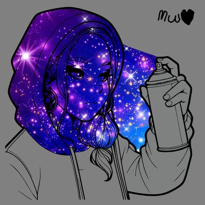 a realistic girl, spray painting