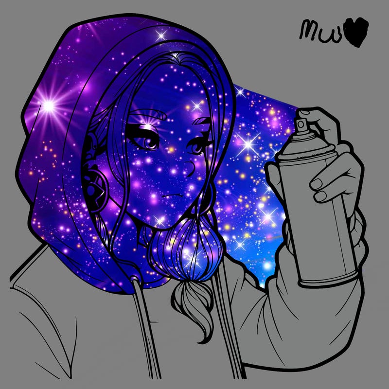 a realistic girl, spray painting