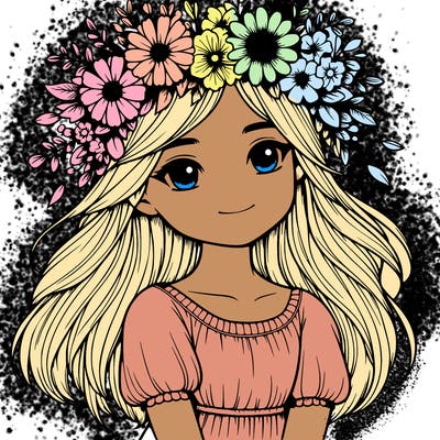 girl with flowers crown realistic