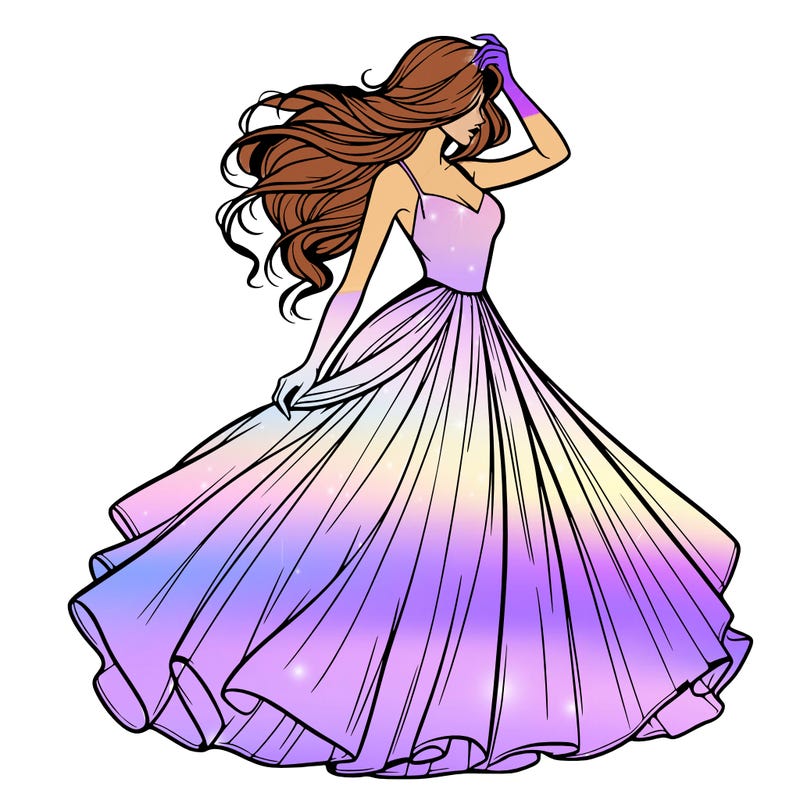 realistic woman with dress flowing in the wind