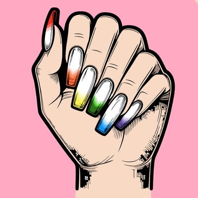 realistic hand with square nails