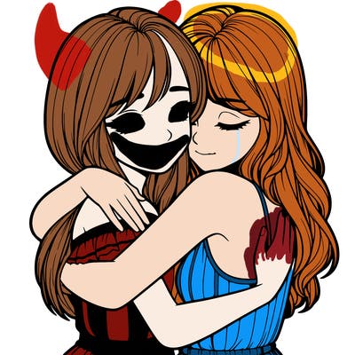 realistic girls hugging