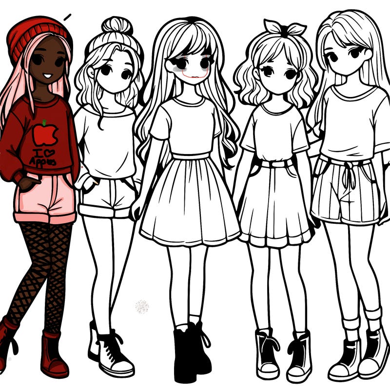 a group of five girls