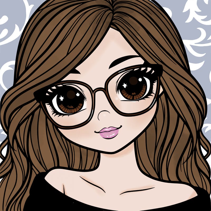 girl with beautiful eyes, hair, and glasses