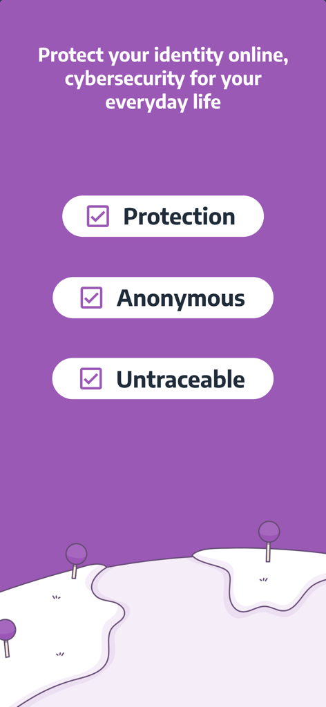 プライバシー保護とオンライン匿名性機能を示すPrivateVPNアプリ画面