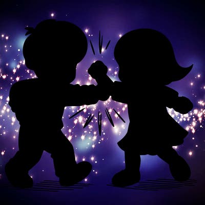 a brother and sister fighting