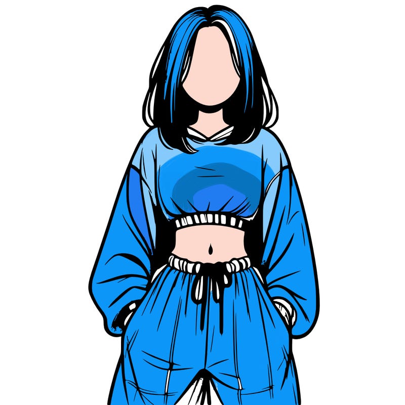 realistic girl faceless with baggy pants and a crop top