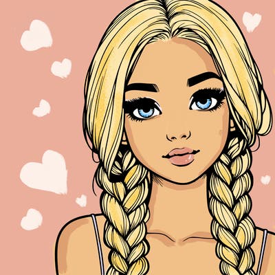 realistic girl with braids