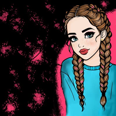 realistic girl with braids