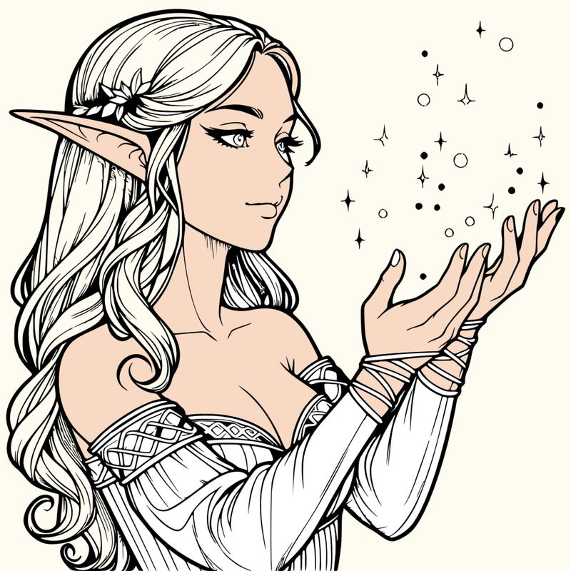 realistic elf girl doing magic