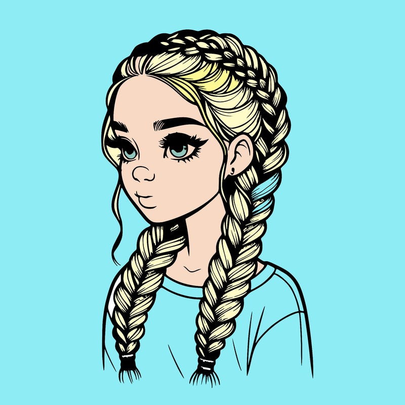 realistic girl with braids