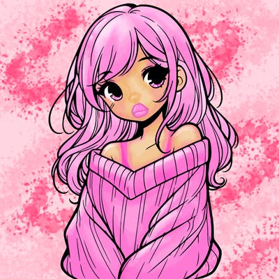 shy pretty girl wearing a sweater that is falling off one shoulder portrait