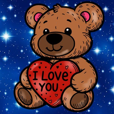 teddy bear holding an i love you heart
