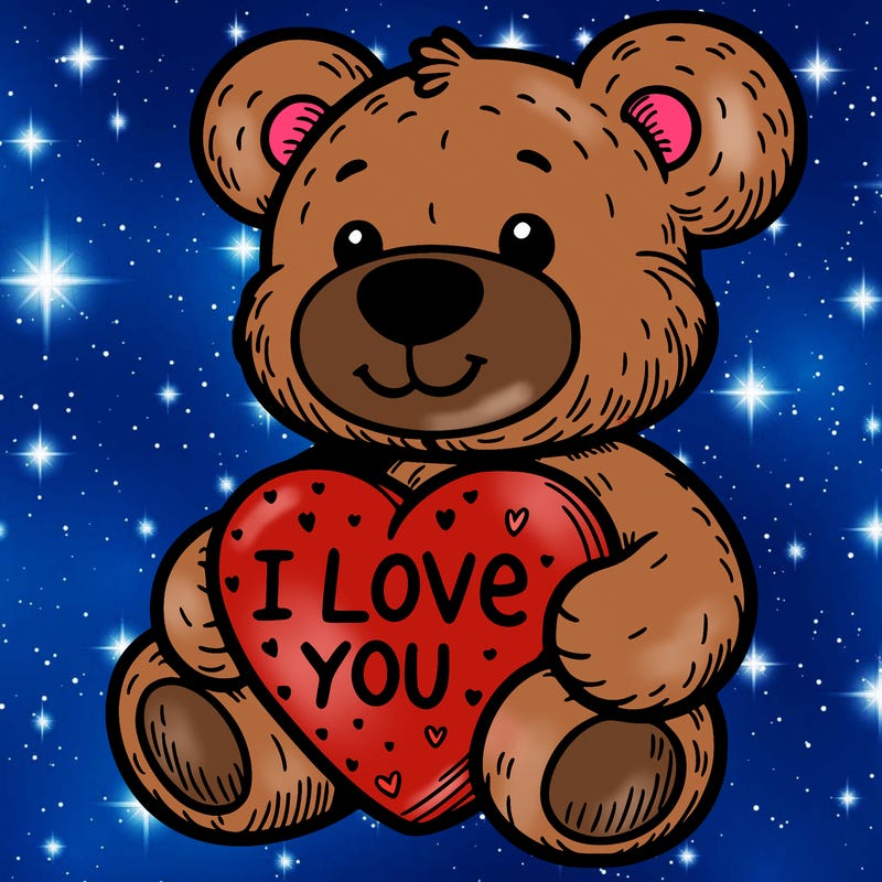 teddy bear holding an i love you heart