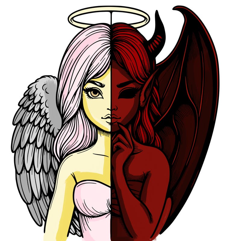 realistic angel half demon