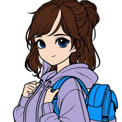 realistic girl with a backpack