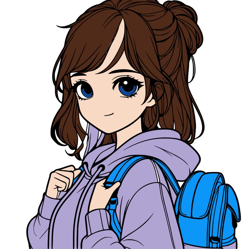 realistic girl with a backpack