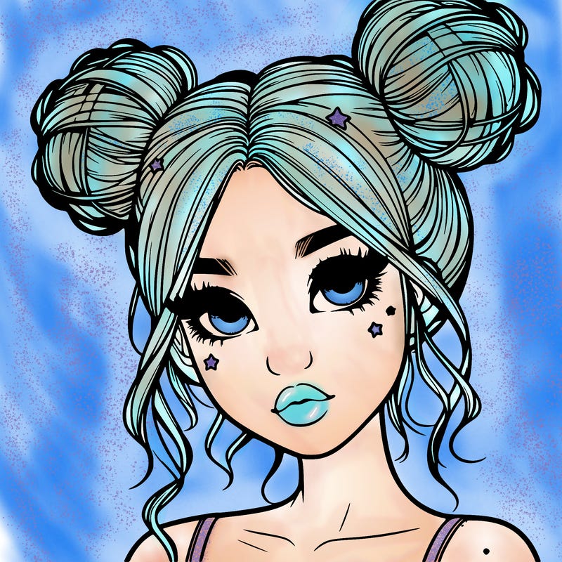 realistic girl with space buns
