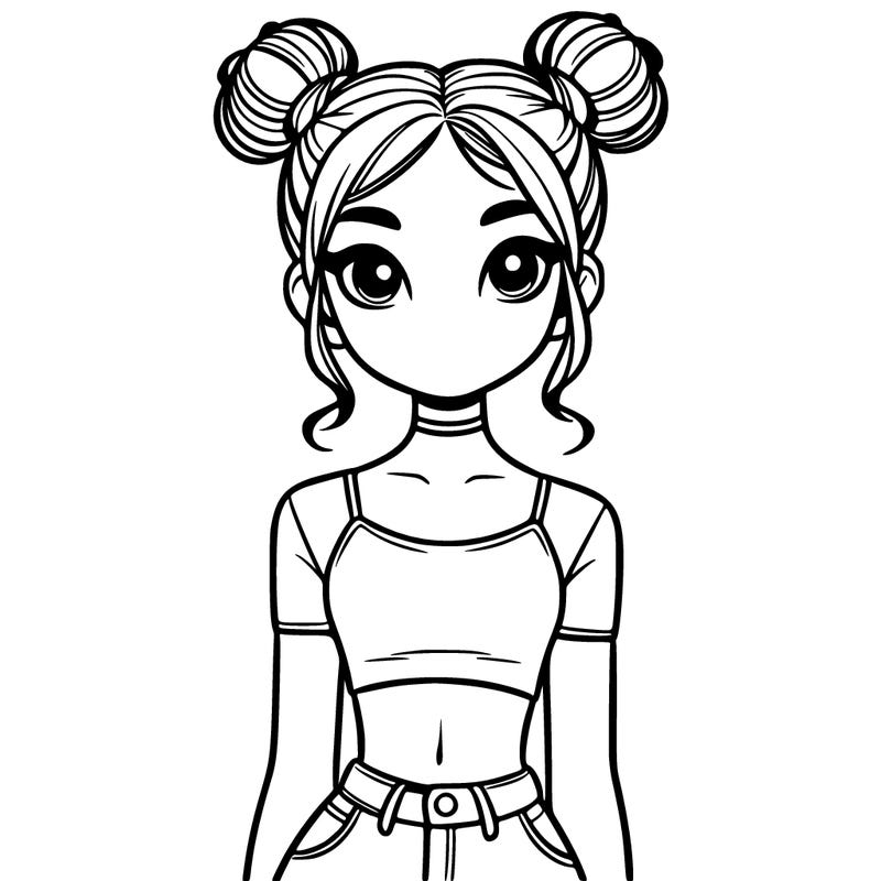 a girl with space buns and crop top