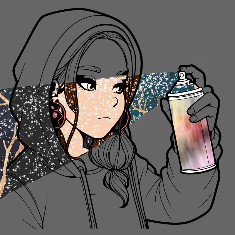 a realistic girl, spray painting