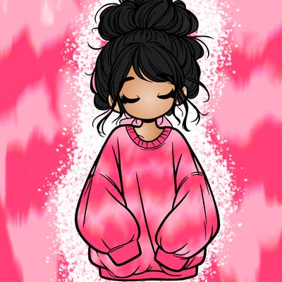 girl with baggy sweatshirt and messy bun