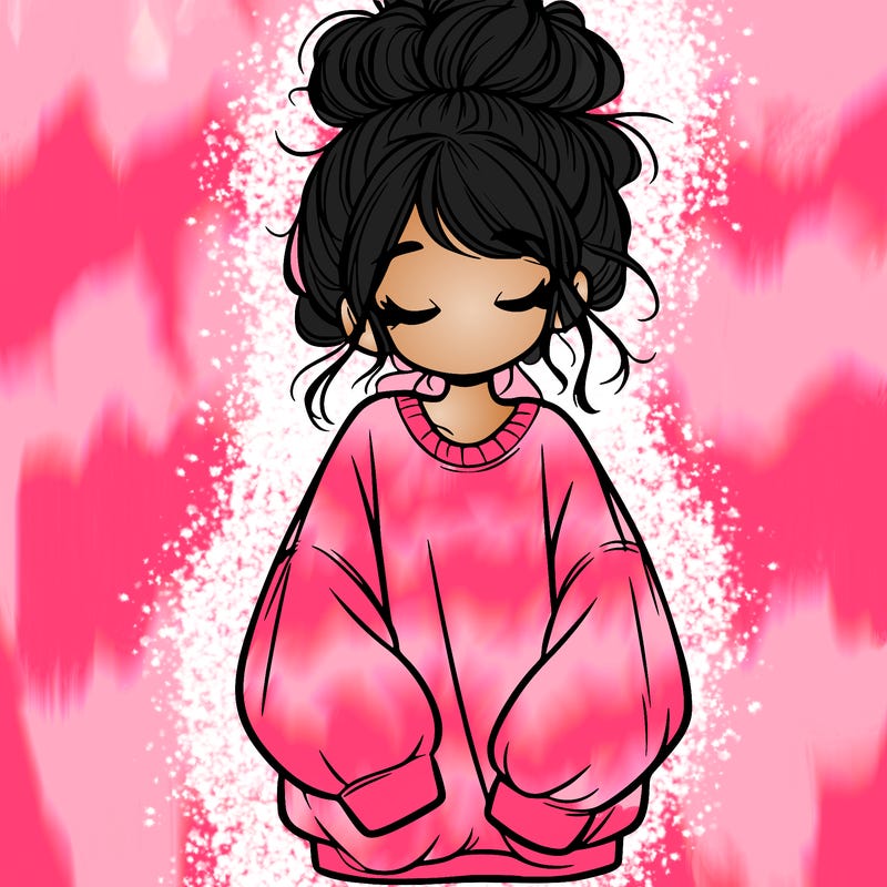 girl with baggy sweatshirt and messy bun