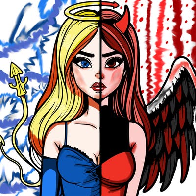 devil vs angel realistic girl