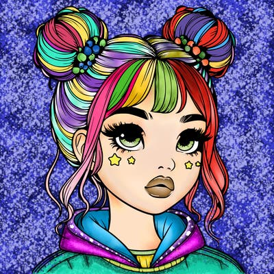 realistic girl with space buns