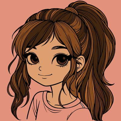 realistic girl with ponytail