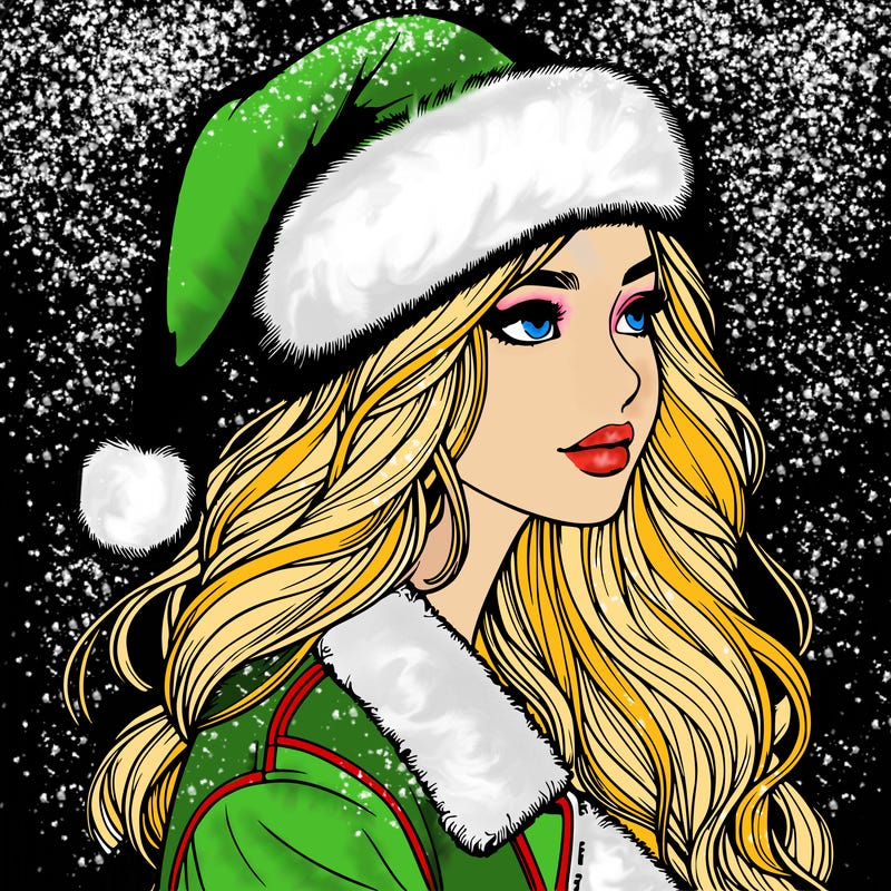 realistic girl in santa hat