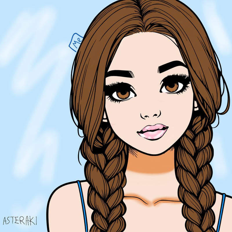 realistic girl with braids