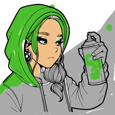 a realistic girl, spray painting