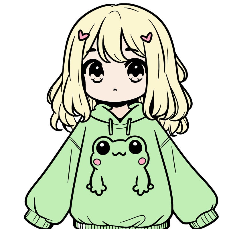 girl wearing frogging sweatshirt