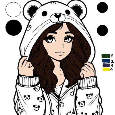 realistic girl in a animal pjs hoodie
