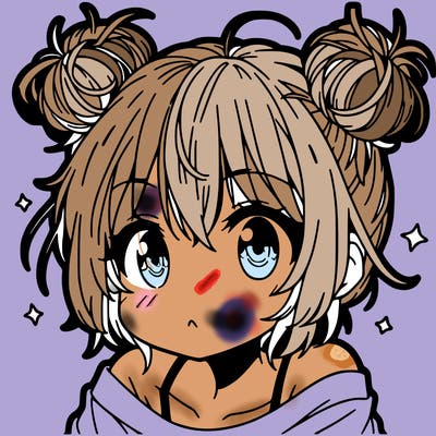 a manga girl with messy small buns