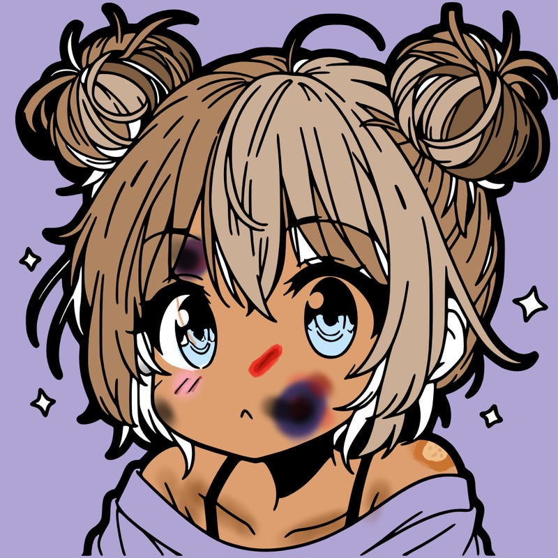 a manga girl with messy small buns