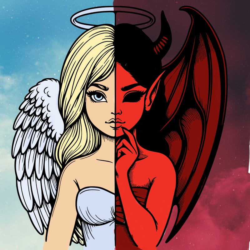 realistic angel half demon