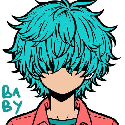 manga boy fluffy hair covering his eyes