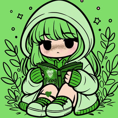 girl in oversized hoodie reading a book