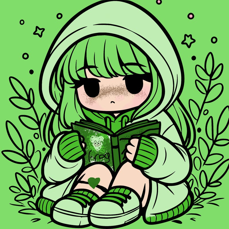 girl in oversized hoodie reading a book