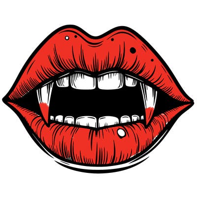 lips with vampire teeth