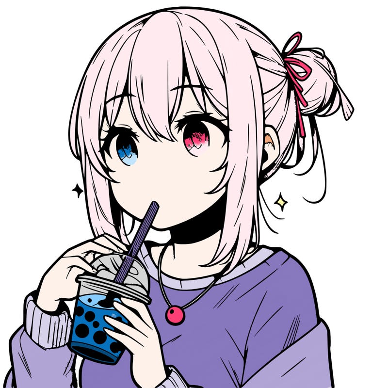 manga character drinking boba
