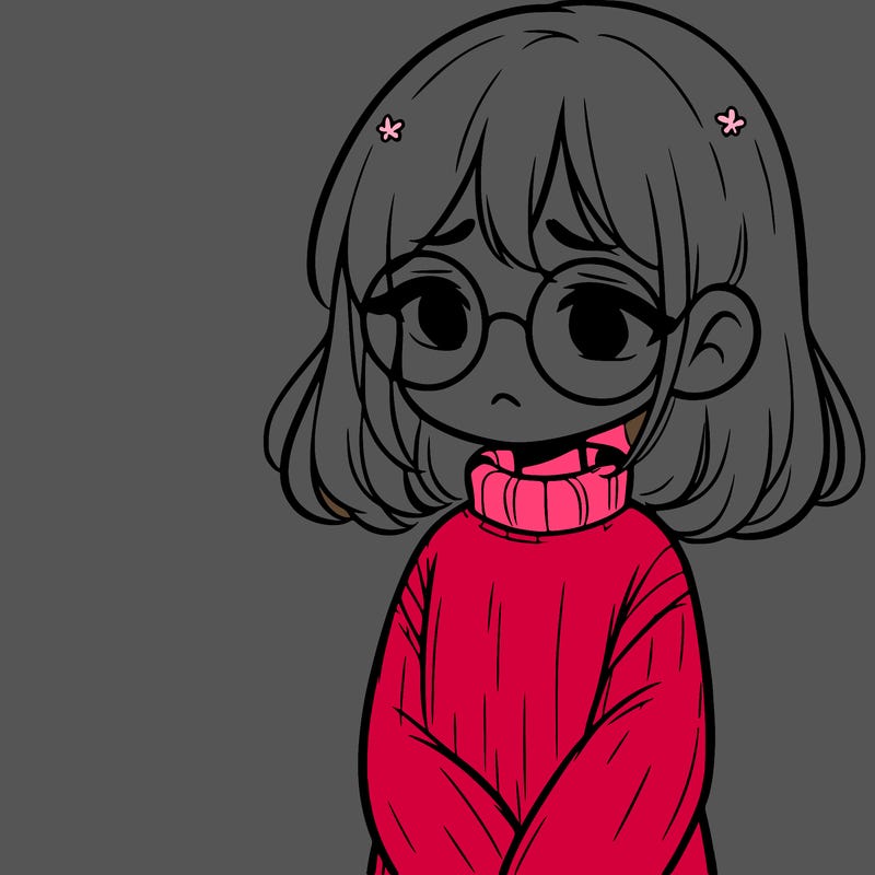 sad girl with glasses in a sweater