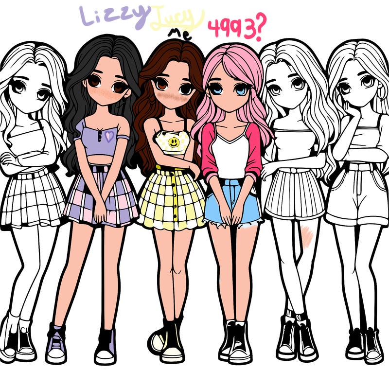 a group of girls realistic