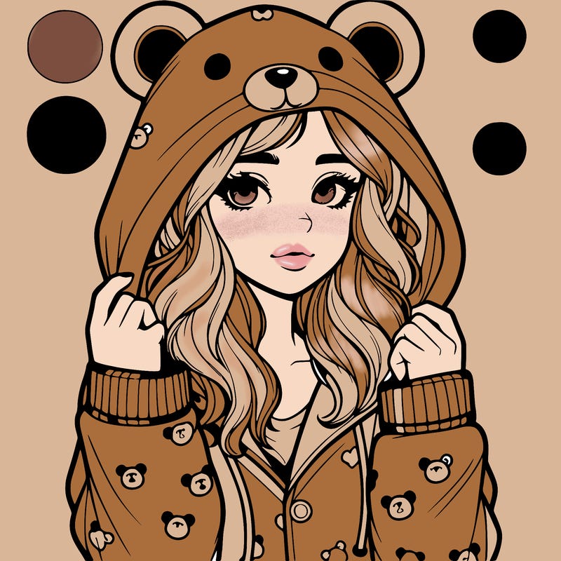 realistic girl in a animal pjs hoodie