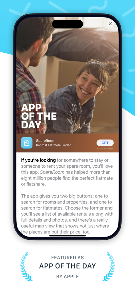 SpareRoom featured as App of the Day on the Apple App Store