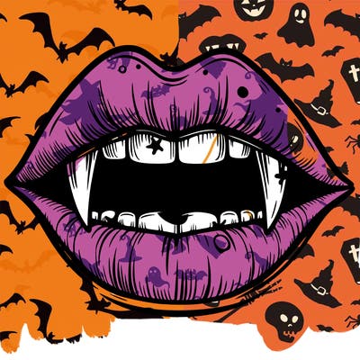 lips with vampire teeth