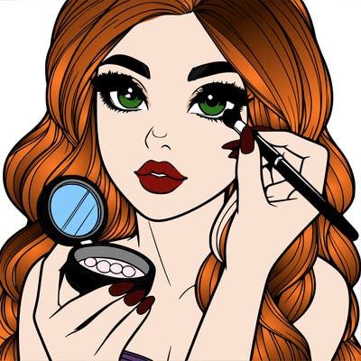 realistic girl doing makeup