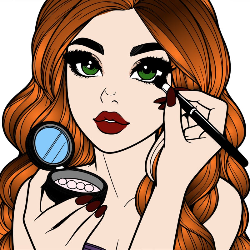 realistic girl doing makeup