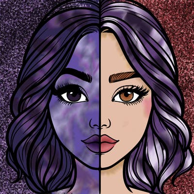 realistic girl split half